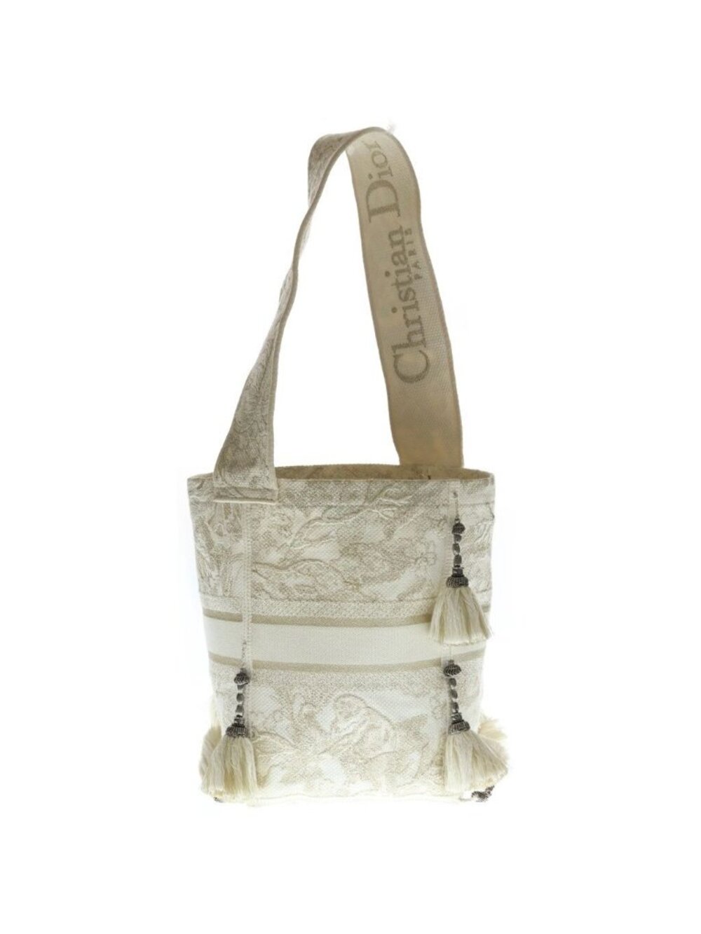 Dior Embroidery D-bubble Tote Ivory White Canvas - Picture 2 of 8
